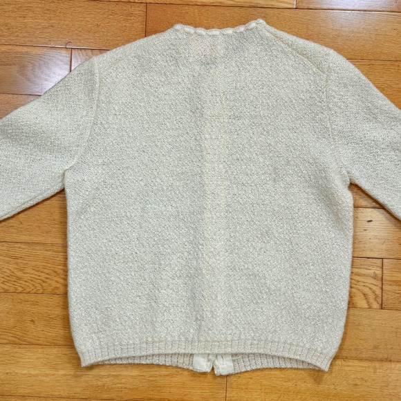 Shoulderoze of‎ Souffle Mohair Fine Wool Button Up Cardigan Cream Beldoch Popper - Picture 5 of 5